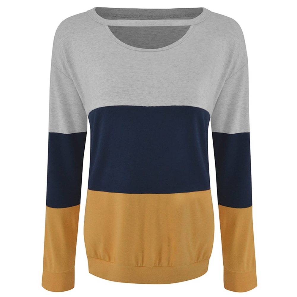 Colorblock Women's Long Sleeve Top Cutout Lightweight Sweatshirt Fall Medium M - Picture 5 of 9